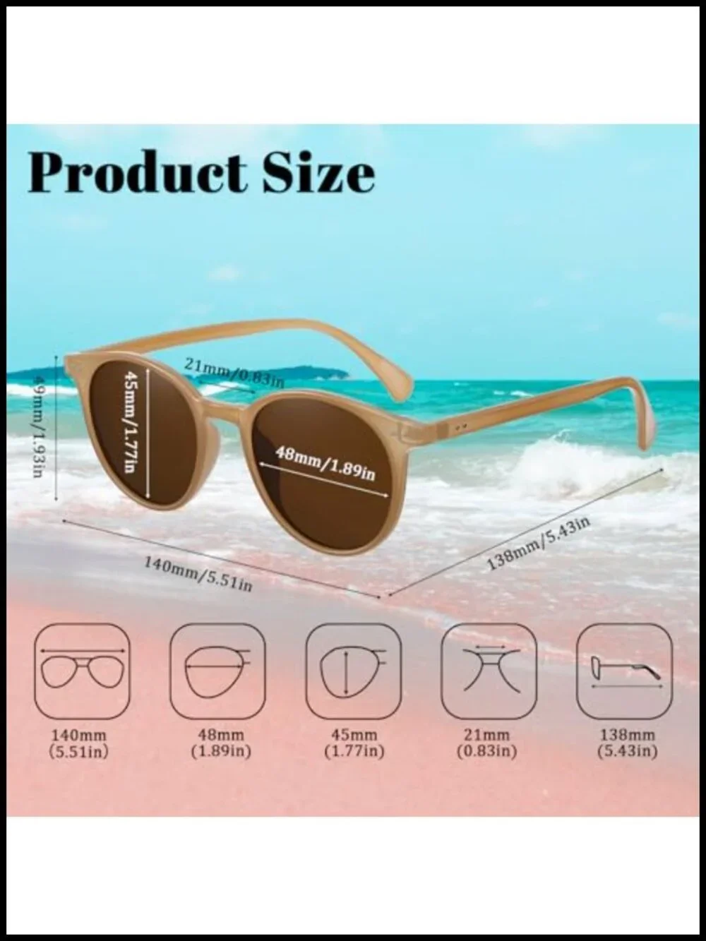 Retro Round Polarized Sunglasses 4 Pack UV400 Protection Vintage Classic